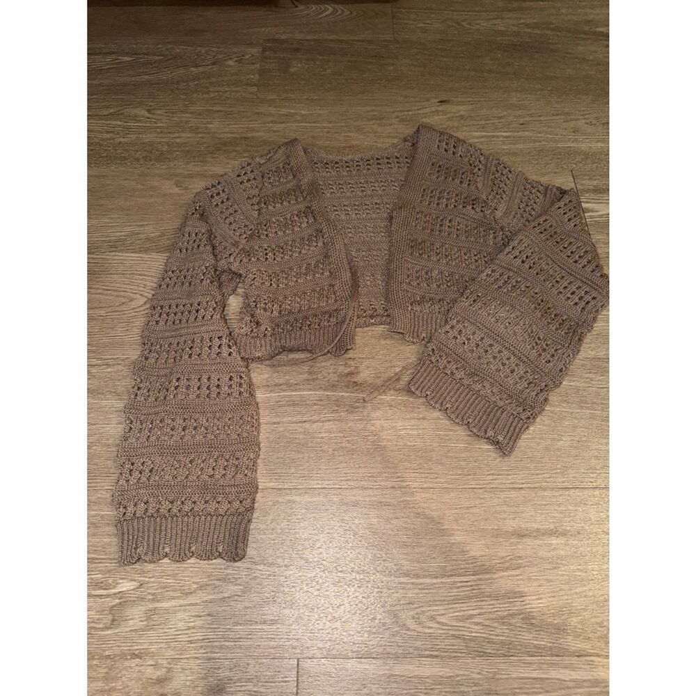 Nordstrom Cropped Open-Knit Cardigan in Brown